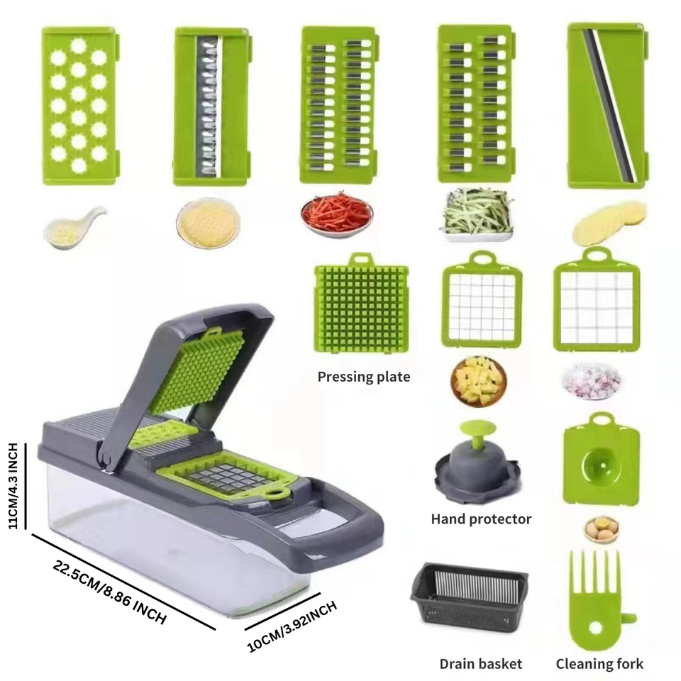 16 in 1 Nicer Dicer Vegetable Cutter – Ramzan Special Multi-Function Kitchen Chopper with Storage Container Included