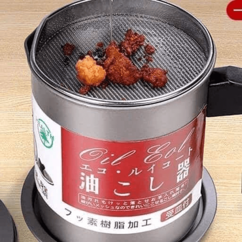 Oil Fryer Cooker with Stainless Steel Fine Mesh Lid – Food Grade Oil Filter Machine with Handle for Kitchen Use
