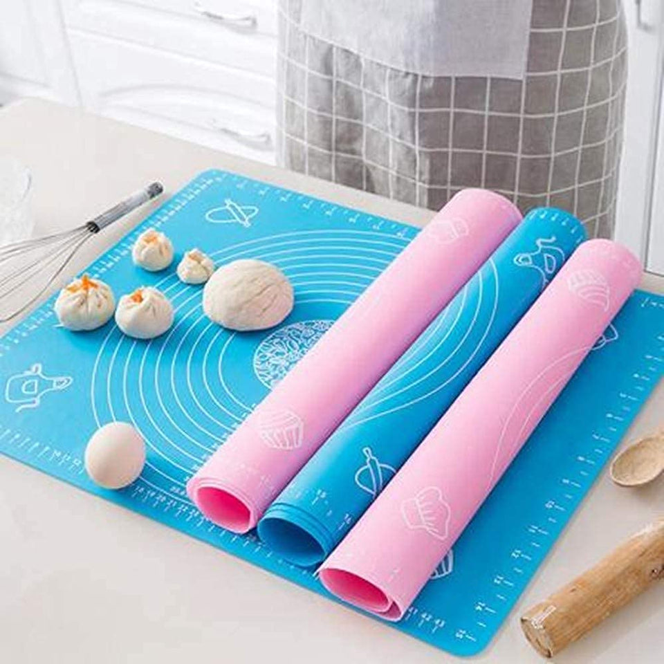 Radhe fashion Silicone Roti Mat |Non-Stick Fondant Rolling Mat |Stretchable Kitchen Cake Chapati Baking Mat (50 L x 40 W cm) (Multi Color Pack of 7) (with 6...