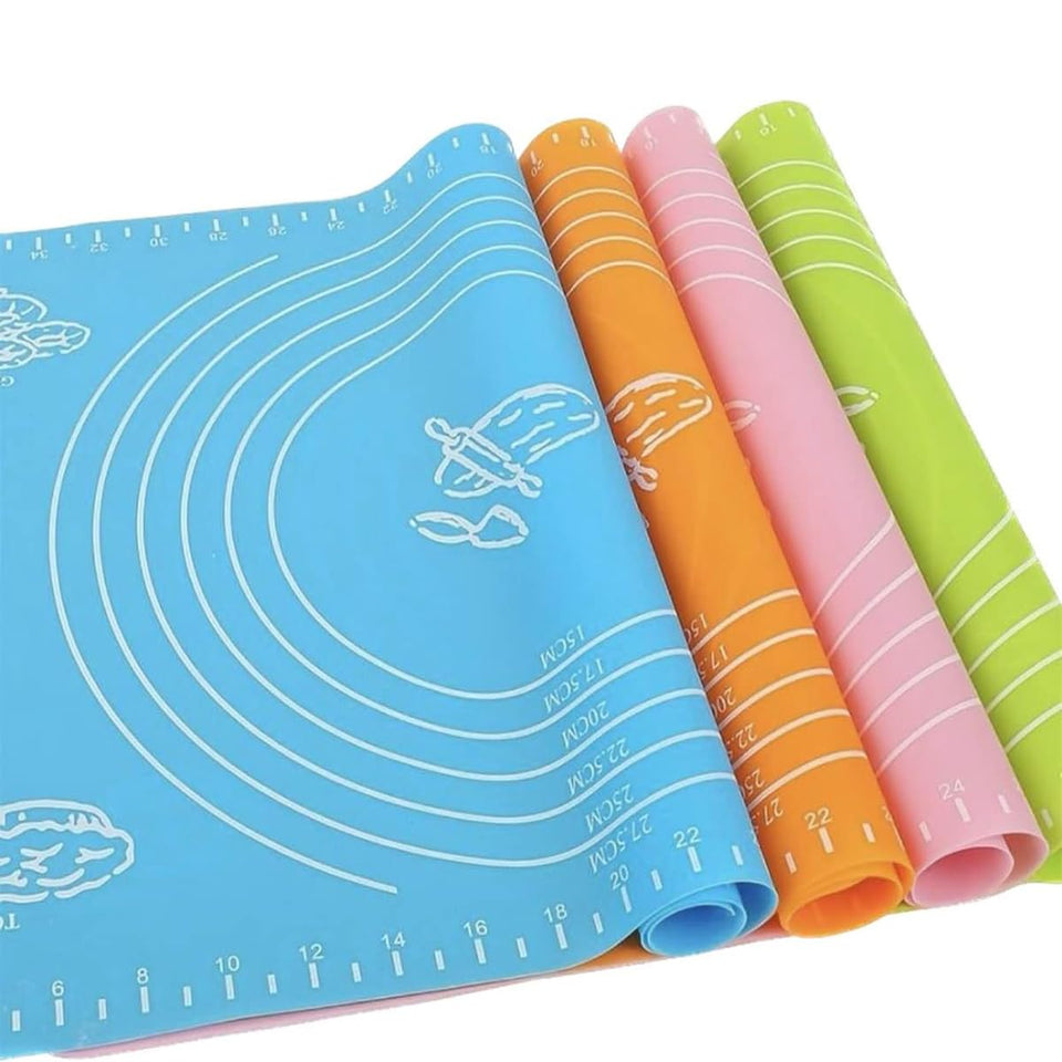 Radhe fashion Silicone Roti Mat |Non-Stick Fondant Rolling Mat |Stretchable Kitchen Cake Chapati Baking Mat (50 L x 40 W cm) (Multi Color Pack of 7) (with 6...