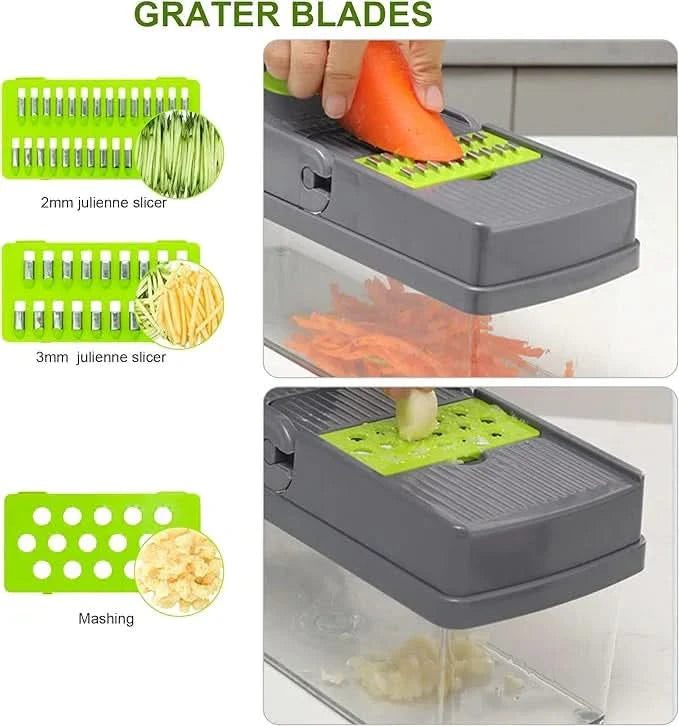 16 in 1 Nicer Dicer Vegetable Cutter – Ramzan Special Multi-Function Kitchen Chopper with Storage Container Included