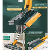 Bathroom Cleaning Brush with Wiper Upgraded 3 in 1 Tiles Cleaning Brush Bathroom Brush with Long Handle 180° Rotate Bathroom Floor Cleaning Brush Bathroom Cleaning Accessories