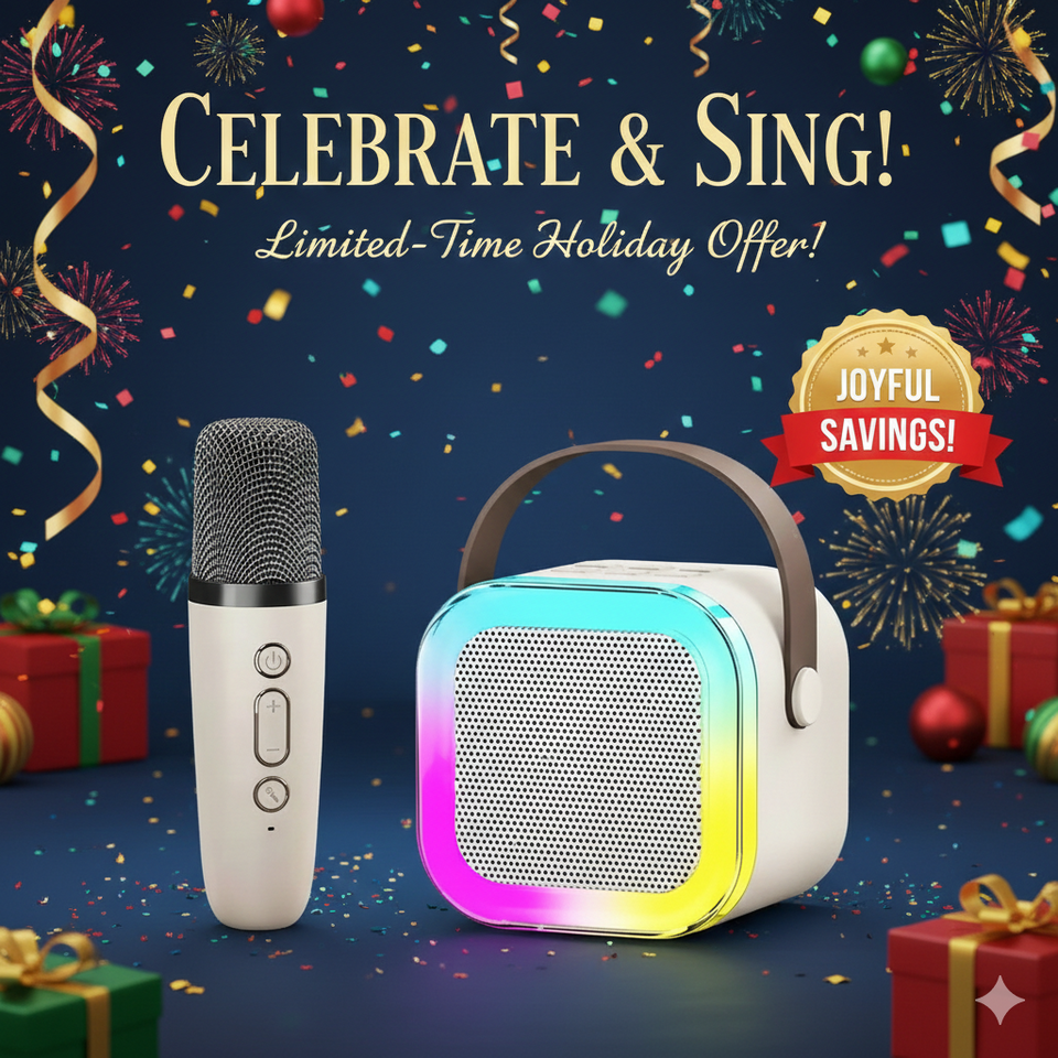 K12 MIC Wembley Karaoke Machine for Kids Adults, Mini Portable Blue-Tooth Karaoke Speaker with Wireless Microphone and Dynamic Lights Birthday Gift Home KTV Outdoor Travel