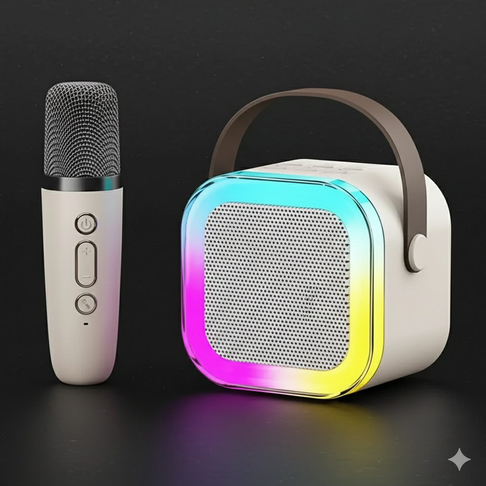 K12 MIC Wembley Karaoke Machine for Kids Adults, Mini Portable Blue-Tooth Karaoke Speaker with Wireless Microphone and Dynamic Lights Birthday Gift Home KTV Outdoor Travel