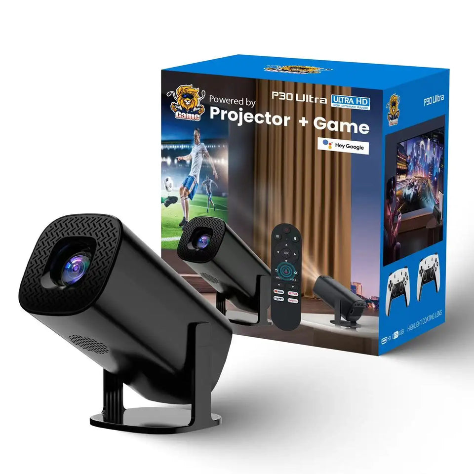 P30 Ultra Gaming Projector – 2025 New Arrival, 1080p LCD, 4K Supported, Android 11 with Dual WIFI, Bluetooth 5.0, Voice Remote, Home Theater