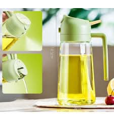 2-in-1 16oz Glass Oil Spray Jug – Oil & Vinegar Dispenser with Spray & Pour Functions for Cooking, Salad, BBQ, Baking